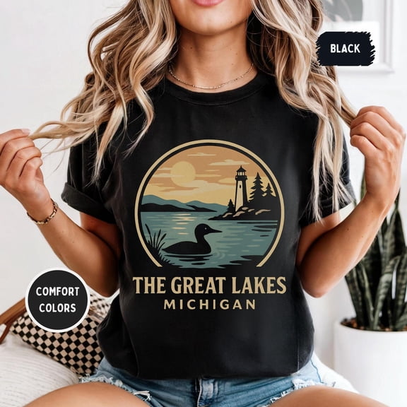 Vintage Great Lakes Michigan Lake Life T-Shirt Size S-5XL