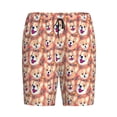 thumbnail image 4 of Wukai Corgi Head with Floal Men’s Short Pajama Pants With Pockets Soft Sleep Pj Shorts for Men-Medium, 4 of 6