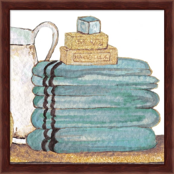 Great Art Now Gold Bath Accessories IV by Elizabeth Medley, Framed Wall Art, 13.25W x 13.25H