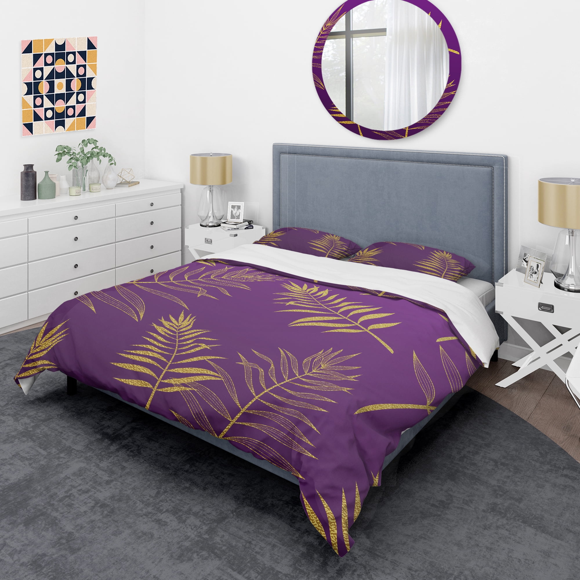 Designart 'Tropical Foliage V' Mid-Century Modern Duvet Cover Set