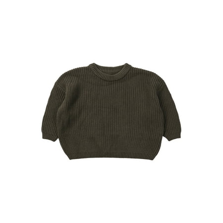 

Baby Boy Girl Knitted Sweater Solid Fall Winter Casual Long Sleeve O-Neck Pullover Clothes