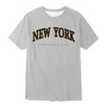 thumbnail image 4 of Kid Boys Tshirt New York Kids Letter Printed Short Sleeve Summer Tops Crewneck Tees Tee Shirt for Girls 12-13 Years, 4 of 4