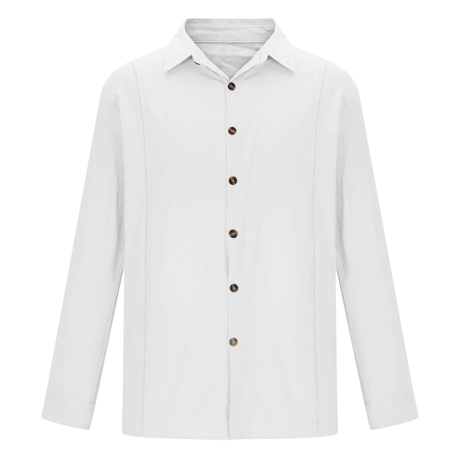 JUUYY Men's Linen Shirts Long Sleeve Button Down Tops Loose