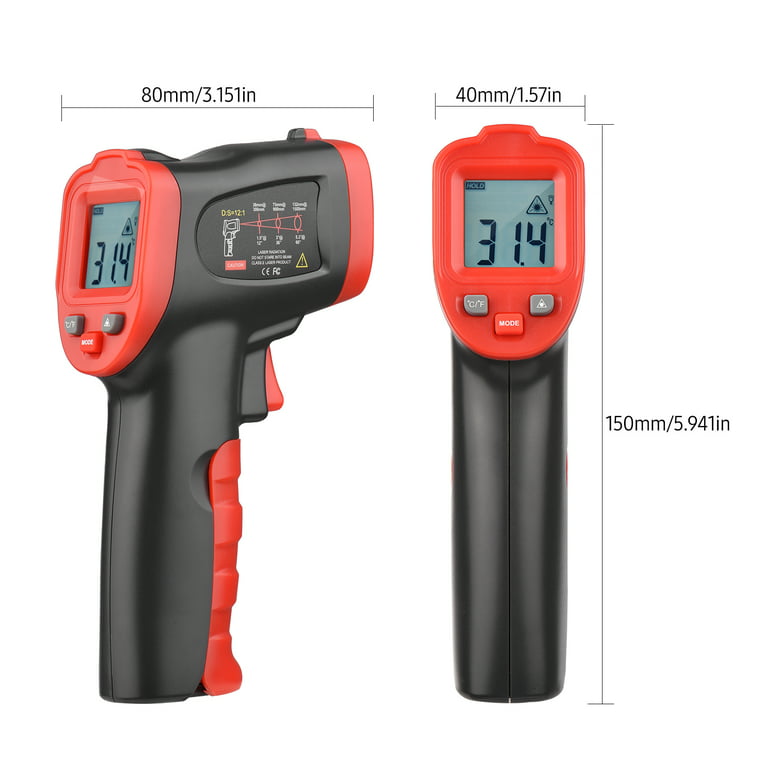 Infrared Thermometer Non Contact Laser Pyrometer SURPEER IR5D Digital  Temperature Gun 58℉～1022℉ (-50℃～550℃) Adjustable Emissivity Handheld Tool  for House/Cooking/Grill Free Meat Thermometer