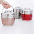 thumbnail image 2 of 1.5LStainless Steel Food Bento Box 12 Hours Vacuum Lunch Box Keep Warm 2 Layer Lunch Box Soup Jar Insulated Box -Silver, 2 of 8