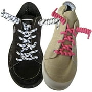 FootMatters No Tye Shoelaces Elastic Curly Stretchy For Kids and Adults - White - 2 Pairs
