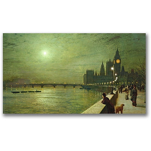 Trademark Fine Art "Reflections On The Thames" Canvas Wall Art by John Atkinson Grimshaw