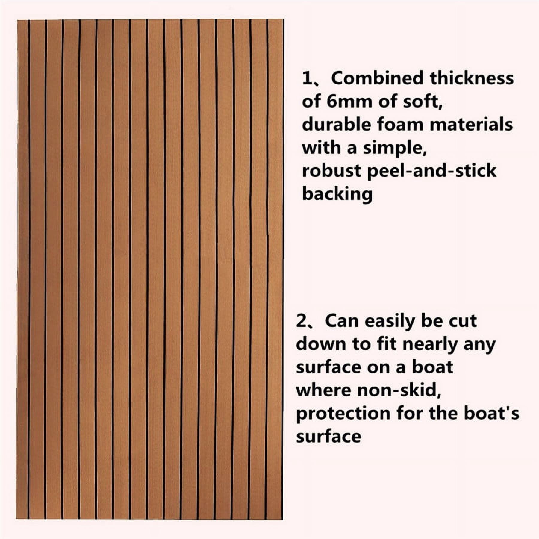 Brown EVA Foam Teak Sheet Marine Flooring Car Boat Non-slip Pad Thickness 0.24"
