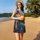 thumbnail image 3 of Easygdp Ice Blue Ocean Sea Turtle para Vestido Transpirable de Mujer, Vestido Suelto de Manga Corta con Pliegues y Bolsillos para el Verano, 3 of 7
