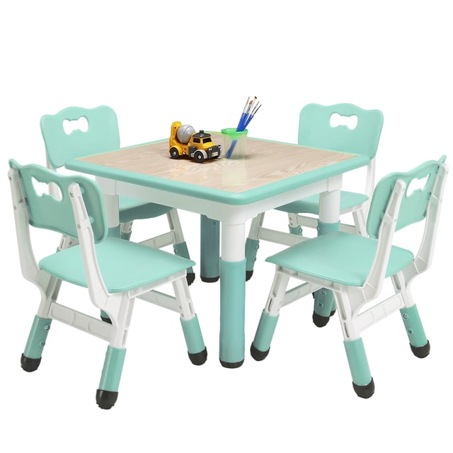 Para niños pequeños height - adjustable para niños mesa y sillas set con superficie con grafiti para 4 asientos