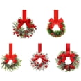 thumbnail image 3 of QualitChoice 6pack/lot Christmas Wreaths For Kitchen Cabinets Small Christmas Wreath Mini Size 6 Mini Flower Garlands And Ribbons. type+3 6pcs, 3 of 6
