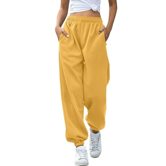 ABATAB Womens Cinch Bootom Sweatpants Elastic Waisted Casual Stretch Lounge Pants Workout Palazzo Pants with Pockets