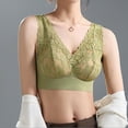 thumbnail image 2 of U-Back Bralette Top - Wireless Comfort Bra with Light Padding, Sexy Lace Supportive Camisole | Hontri | Versatile Comfy & Lacy Bra Top Wireless Bra Lifting Anti Sagging (Green | 3XL), 2 of 8