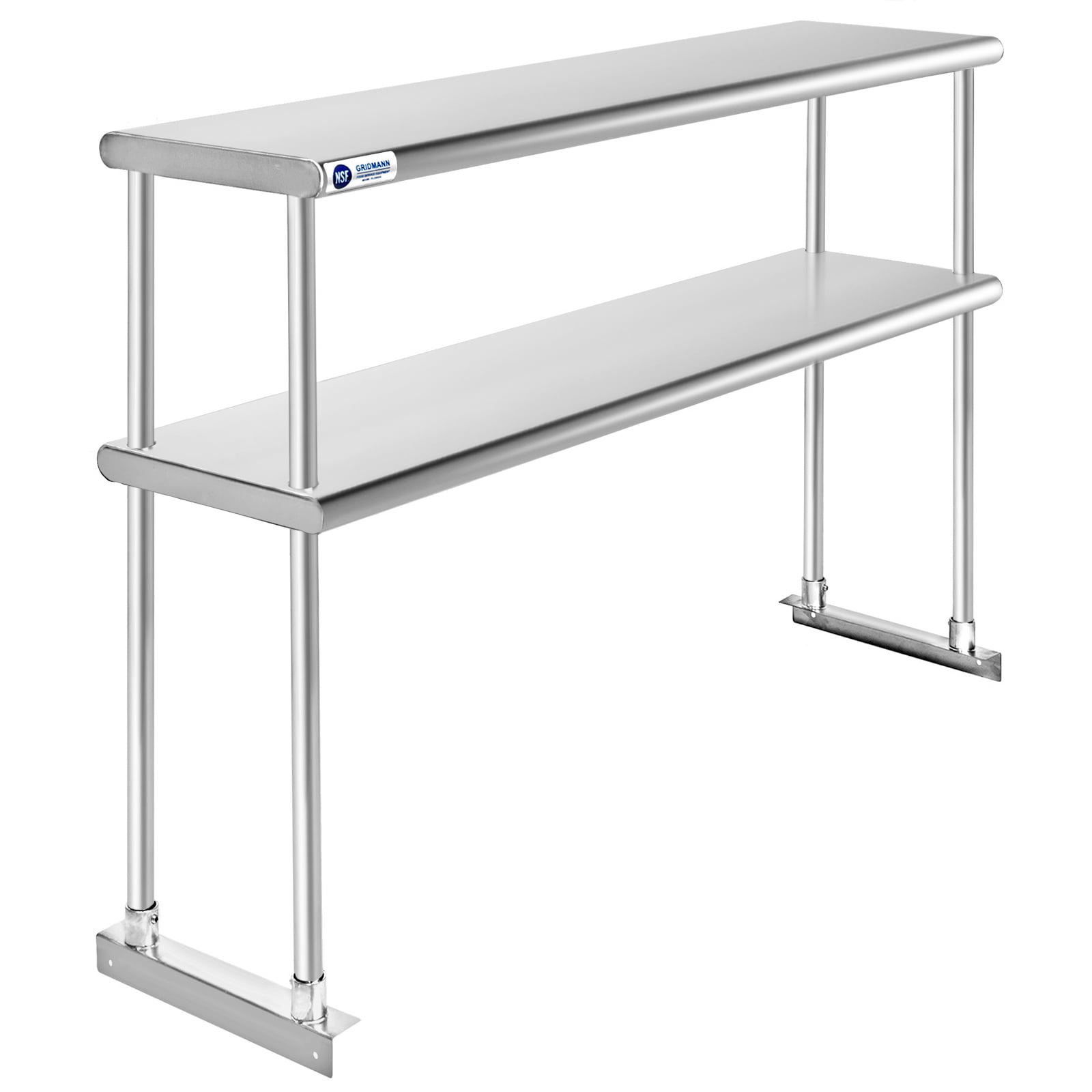 Stainless 12" x 60" Steel Work Table Commercial Prep Double Deck Overshelf Shelf 