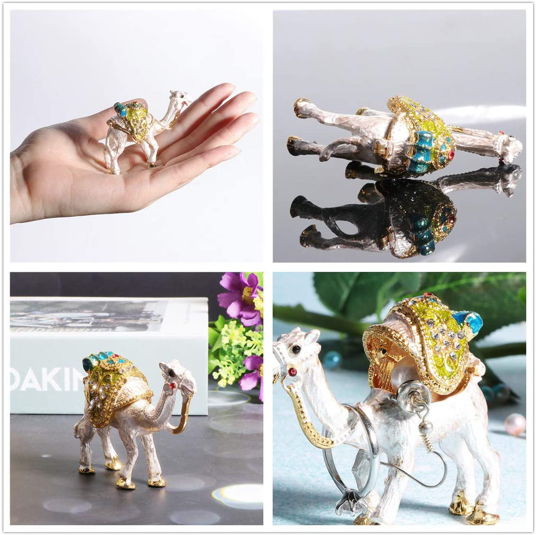 Waltz&F Bronze Snail Figurine Collectible Hinged Trinket Box Bejeweled Hand-Painted Ring Holder 
