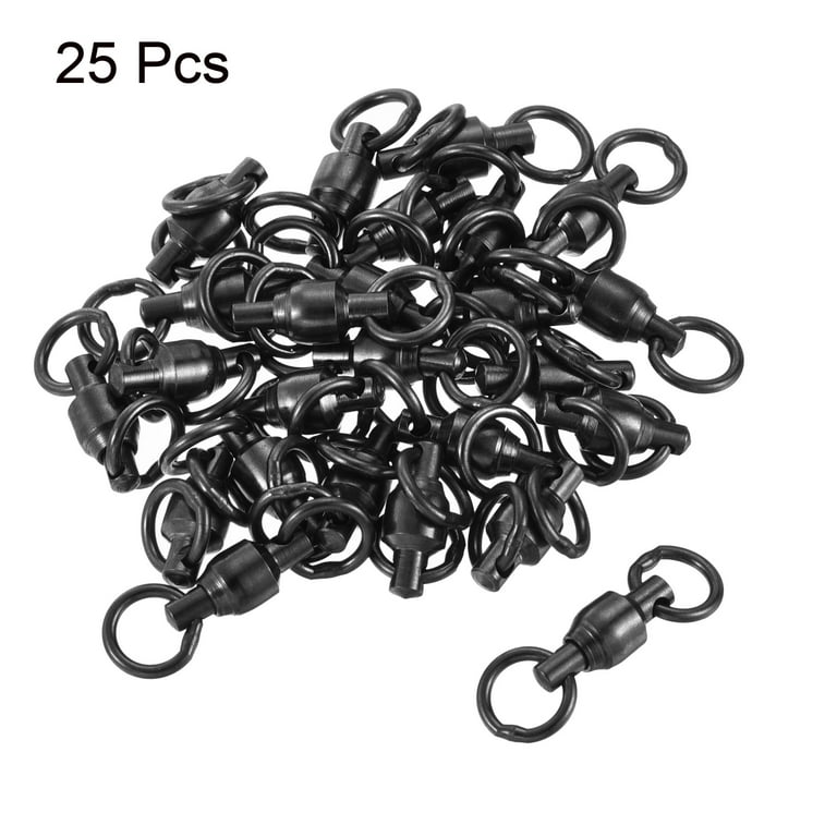 Uxcell 103lbs Stainless Steel Ball Bearing Swivel for Saltwater Freshwater Fishing, Black 25 Pack