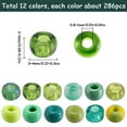 thumbnail image 2 of 1Box 156g 12 Style Glass Seed Beads Round Hole Round Transparent Inside Colors Luster & Rainbow & Baking Paint & Ceylon & Opaque & Frosted Green 3~4x2~3mm Hole: 0.8~1mm 13g/style, 2 of 5