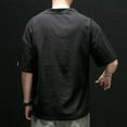 thumbnail image 4 of LUOGENLI T-shirts pour Homme pour Hommes T-Shirt Uni à Col Rond à Manches Courtes en Lin et Coton T-Shirt T-shirts pour Homme T-Shirt Graphique Vêtements d'Été T-shirts pour Hommes T-shirts Graphiques Drôles Vêtements d'Été Noir TTG, 4 of 4