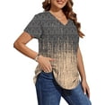 thumbnail image 4 of MOSHU Plus Size T-shirts for Women V Neck Summer Tunic Tops Floral Print Curved Hem Women Shirts, 4 of 7