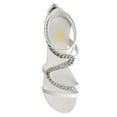 thumbnail image 3 of FSJ Women Classic Round Open Toe Sandals Thin Strap Studded S Metal Chain Flats Ankle Strap Back Zipper Casual Summer Shoes Size 5 White, 3 of 4
