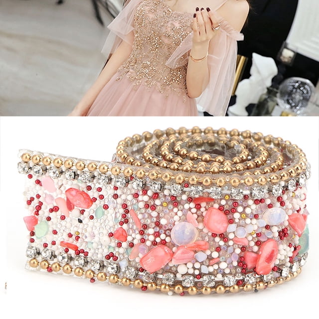 Sonew Rhinestones Ribbon, Crystal Chain Trim,2.5cm DIY Diamond Mesh Wrap Roll Crystal Rhinestones Chain Trim Ribbon Decoration