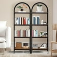thumbnail image 4 of Memoryfield 4 Tier Arched Bookshelf, Industrial Open Back Bookcase, Modern Freestanding Display Shelving Unit Storage Rack with Metal Frame for Bedroom Living Room, Brown, 4 of 9