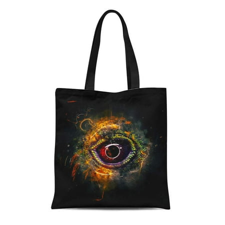 LADDKE Canvas Bag Resuable Tote Grocery Shopping Bags Red Horror Zombie Eye Yellow Woman Aggressive Anger Black Blood Bloody Closeup Tote Bag