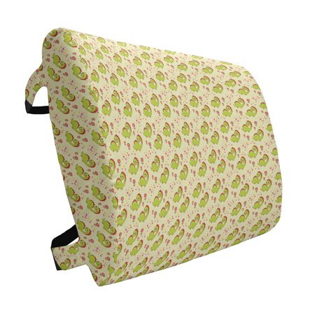 

Dinosaur Lumbar Pillow Dinosaur Characters with Spring Meadow Flowers Hearts Soft Back Cushion for Office Chairs with Adjustable Straps 14 x 13 Green Yellow by Ambesonne