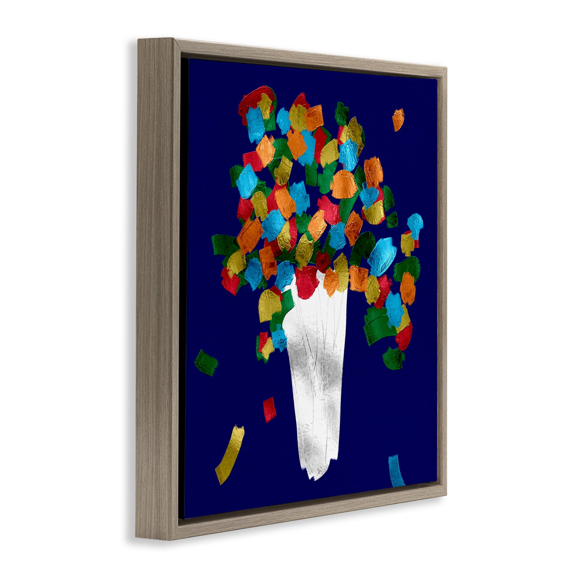 Stupell Industries Abstract Flower Vase Botanical & Floral Painting Brown Floater Framed Canvas Art Print Wall Art, 25 x 25