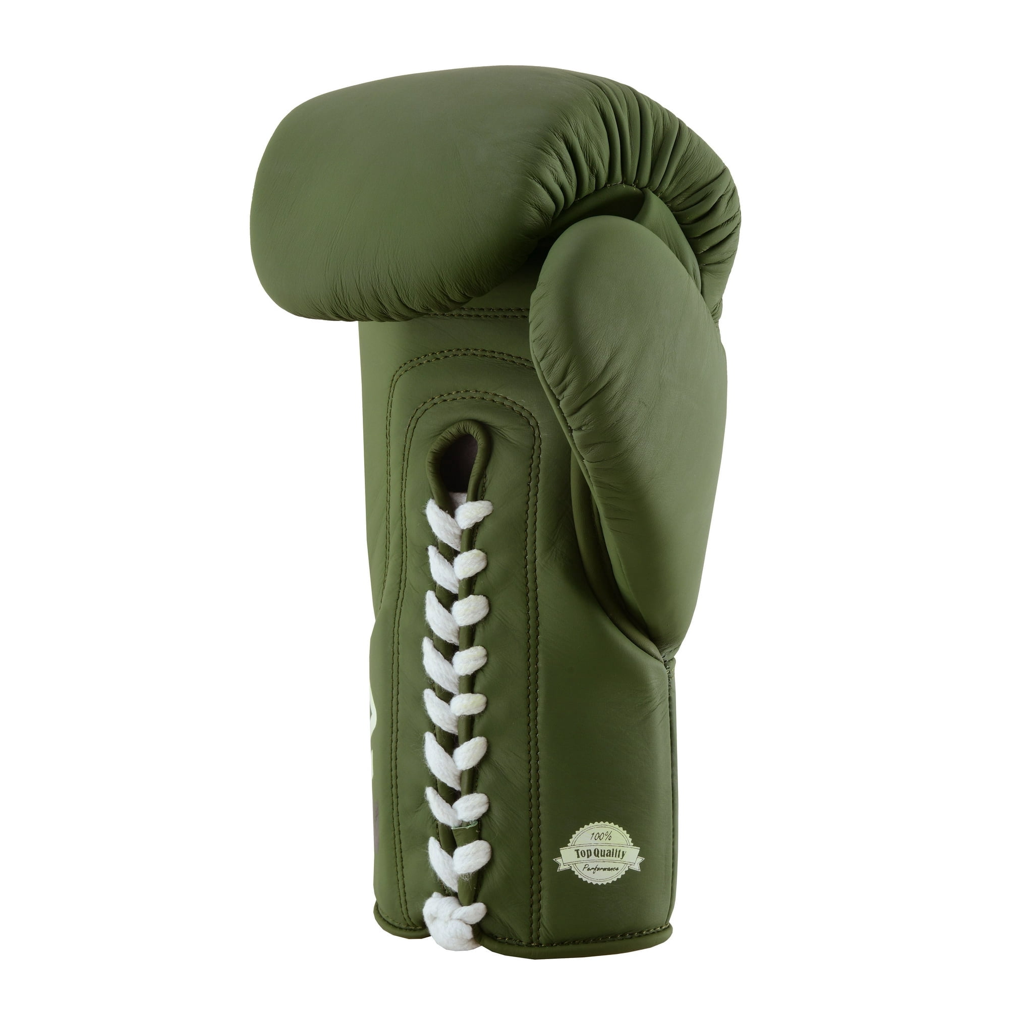 Fadi Sports A2 Lace-Up Boxing Gloves, for Training & Sparring, Matte Cowhide Leather, Green - 10 oz