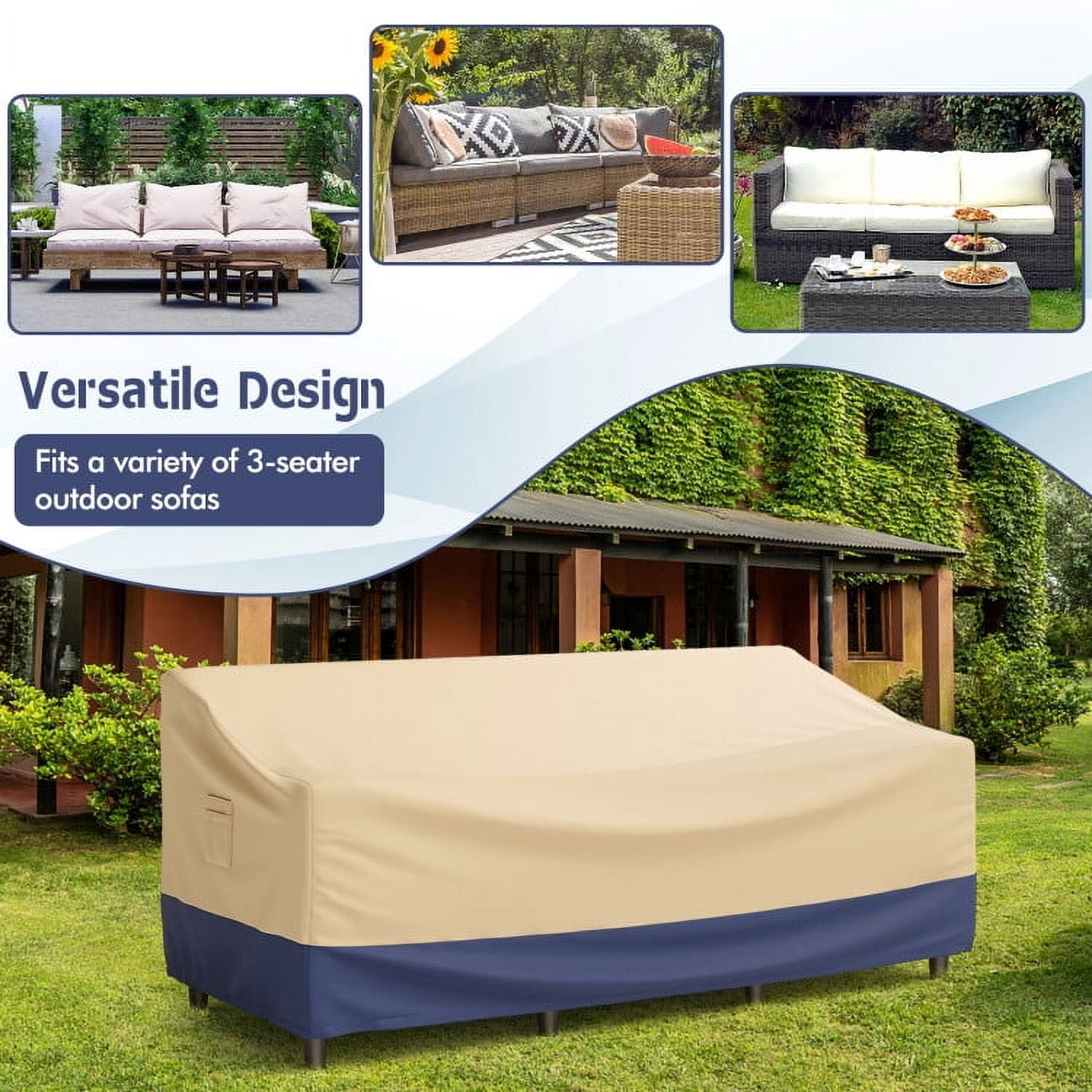 GVN Outdoor Patio Furniture Covers Waterproof Rip-Stop Anti-UV,atio Furniture Cover, Heavy Duty Outdoor Couch Cover with Padded Handle and Click-Close Straps-77 x 43 x 30 inches