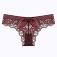 thumbnail image 3 of Elainilye Fashion Lace Panties for Women Sexy Lace Flower Transparent Gauze Bow Low Waist G-string Pants Thong Panties,Red, 3 of 5