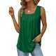thumbnail image 1 of Camiseta sin mangas plisada para mujer, Color puro, elegante, transpirable, informal, de verano, sin mangas, 1 of 5