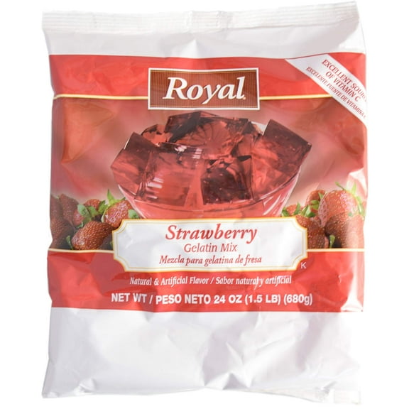 12 PACKS: 24oz Royal Strawberry Gelatin Mix
