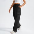 thumbnail image 2 of Women's Loose High Waist Straight Cargo Pants with Pockets Lightweight and Comfortable Sports Pants, 2 of 19