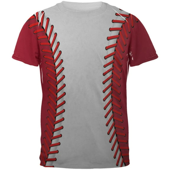 Baseball League White and Red All Over Mens T Shirt Multi SM