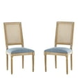 thumbnail image 2 of Christopher Knight Home Vintage Upholstered Dining Chairs, Cane Backrest, Solid Wood Frame, Denim Blue, Set of 2, 2 of 7