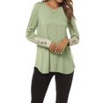 thumbnail image 1 of Woman Crew neck long sleeve stitching lace Top, 1 of 7