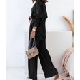 thumbnail image 6 of Women'S Solid Color Collared Blouse and High Waist Pants Two Piece Set Fashion, 6 of 9