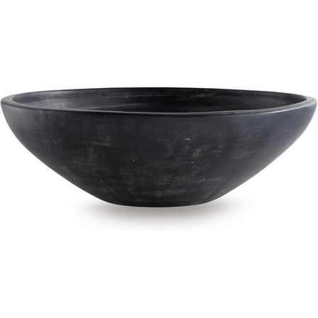 Meadie Casual Distressed Terra Cotta Round Bowl, Black