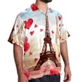 thumbnail image 2 of Eiffel Tower Valentine's Day Men's Casual Poplin Button Down Short Sleeve Hawaiian Beach Shirt, 2 of 6