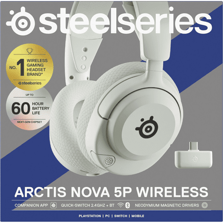 SteelSeries 61674 USB Type-C Connector Circumaural Arctis Nova 5P Wireless Gaming Headset for PS5, PS4