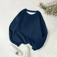 thumbnail image 4 of Scyoekwg Womens Sweatshirts Crewneck Sweatshirts Loose Long Sleeve Solid Color Dressy Casual Blouse Tops for Women Trendy Pullover (Navy,L), 4 of 4