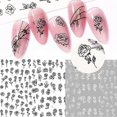 thumbnail image 1 of Calcomanías de flores para uñas, pegatinas autoadhesivas 3D de rosas blancas y negras para uñas, diseño de flores huecas francesas, manicura DIY, decoración de uñas acrílicas, 1 of 5
