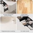 thumbnail image 3 of 36 inch Floating Bathroom Vanity with Sink, Modern Bathroom Cabinet with Round Transparent Black Glass Basin and Marble Top, Large Storage Drawer, Soft-Close Design, Pre-Assembled, White, 3 of 7