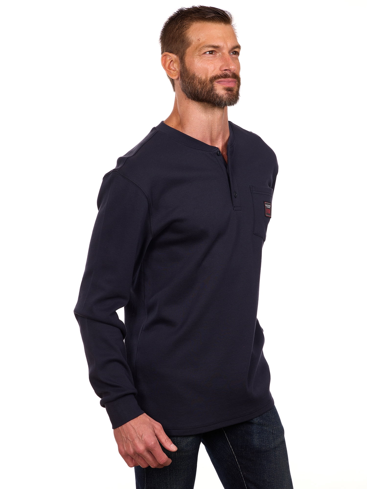 Bass Creek Outfitters Men's Flame Resistant Long Sleeve Henley Knit Top, Sizes M-2XL