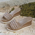thumbnail image 5 of HomeDM Wedge Flatform Sandals for Women Summer Comfort Open Toe Slip-On Summer Beach Slides Sandals, Gold Size 6, 5 of 9