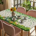 thumbnail image 3 of St. Patrick's Day Table Cloths for 5 Foot Rectangle Tables, Country Retro Green Boots Daisy Clovers Patio Waterproof Elastic Fitted Tablecloths, Washable Rectangular Table Cover for Camping, 3 of 8