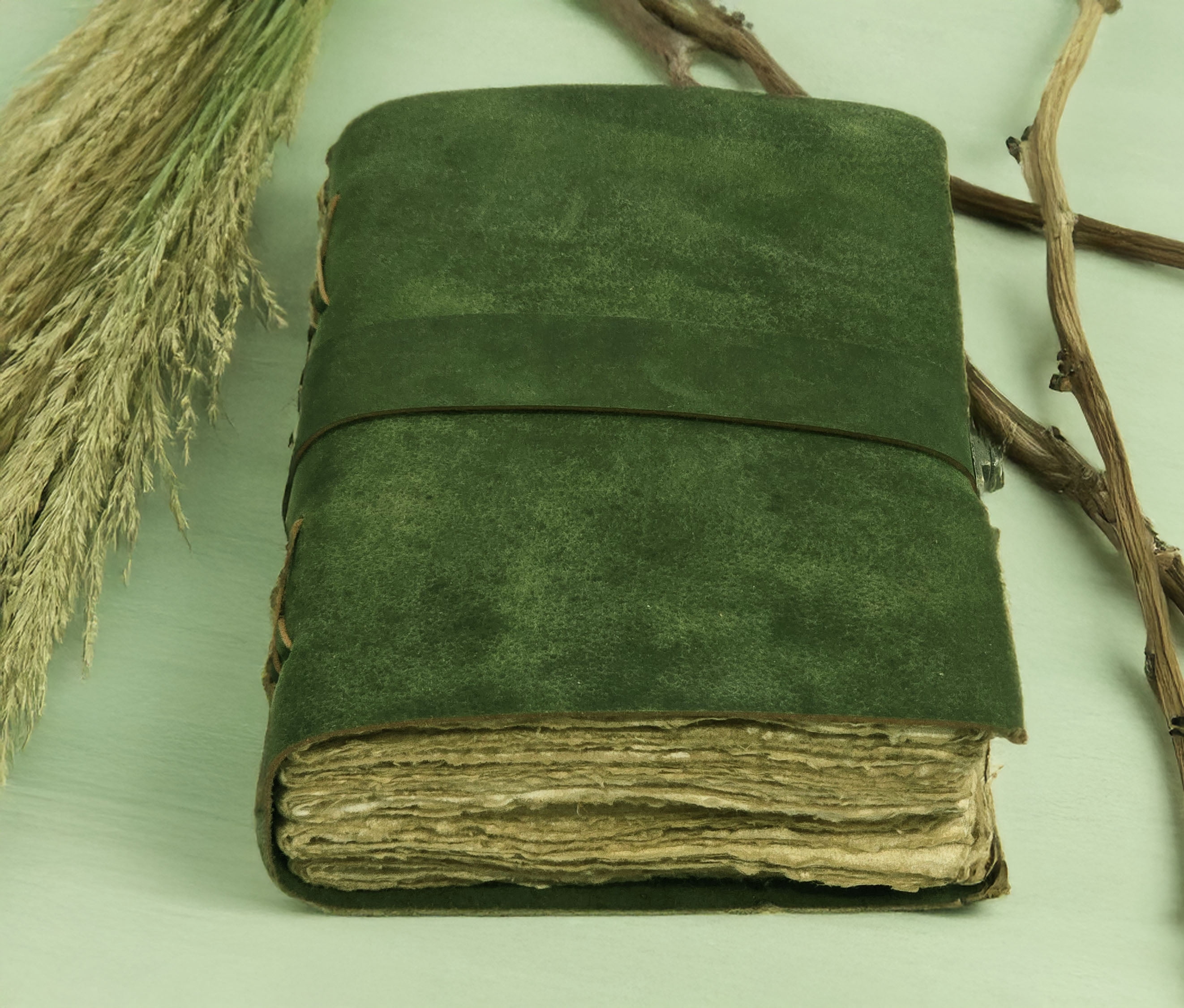 Leather Notebook, 200 Blank Deckle Edge Paper, Handmade Fancy Bound Journal For Women and Men