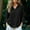 Black, variant on Women's Casual Solid Color Cropped Sleeve Loose Pullover Top with Trumpet Cuff